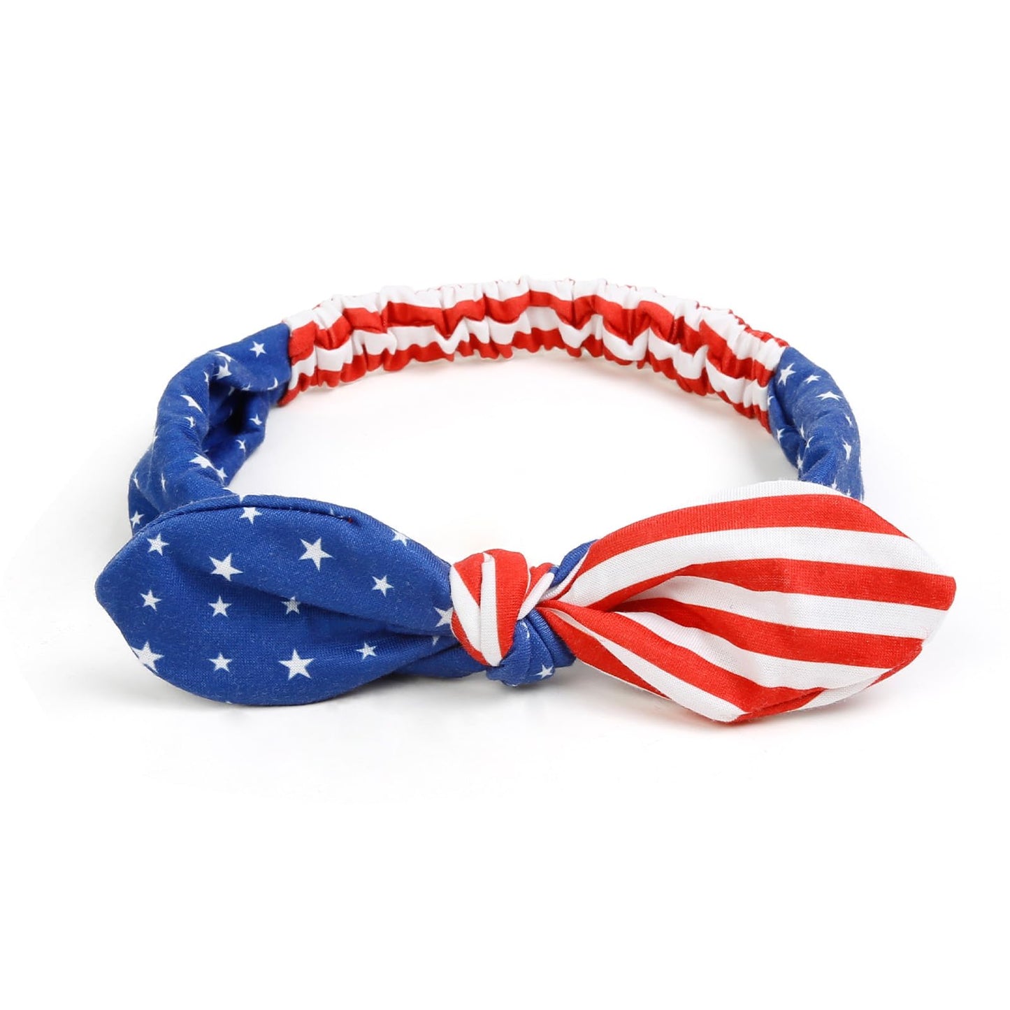 Huachi American Flag Headbands with Patriotic USA Bows for Women - 4th of July Wide Red, White and Blue Knotted Bow Hair Bands and Turban Wrap Accessories