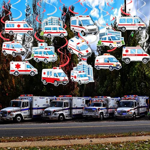 20-Piece Ambulance Hanging Swirls for EMT Party Decorations