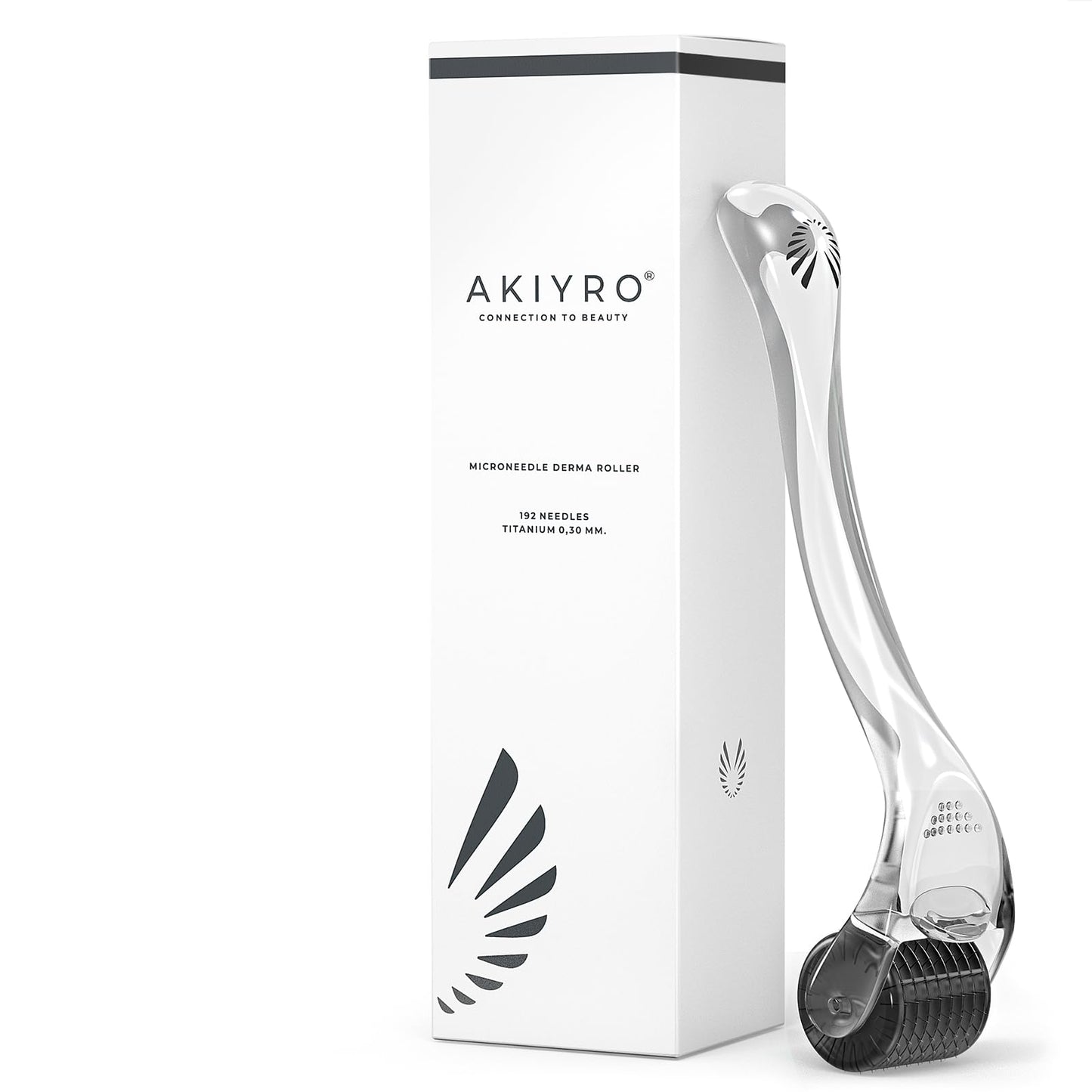 AKIYRO Derma Roller Titanium - 0.30mm Microderm Roller - Microneedle Roller with Case - Personal Use Microneedling Roller -192 Micro Needle Dermal Roller - At Home Microdermabrasion Face Roller