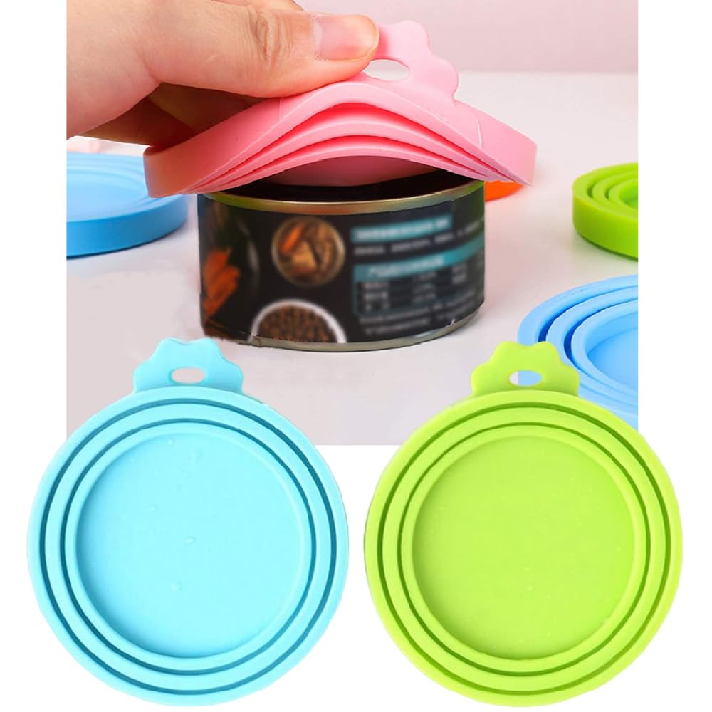 2 Pack Food Can Lids, Silicone Pet Food Can Covers for Dog & Cat Food, Universal Size Fit Most Standard Size Canned Dog and Cat Food - Light Blue, Light Green