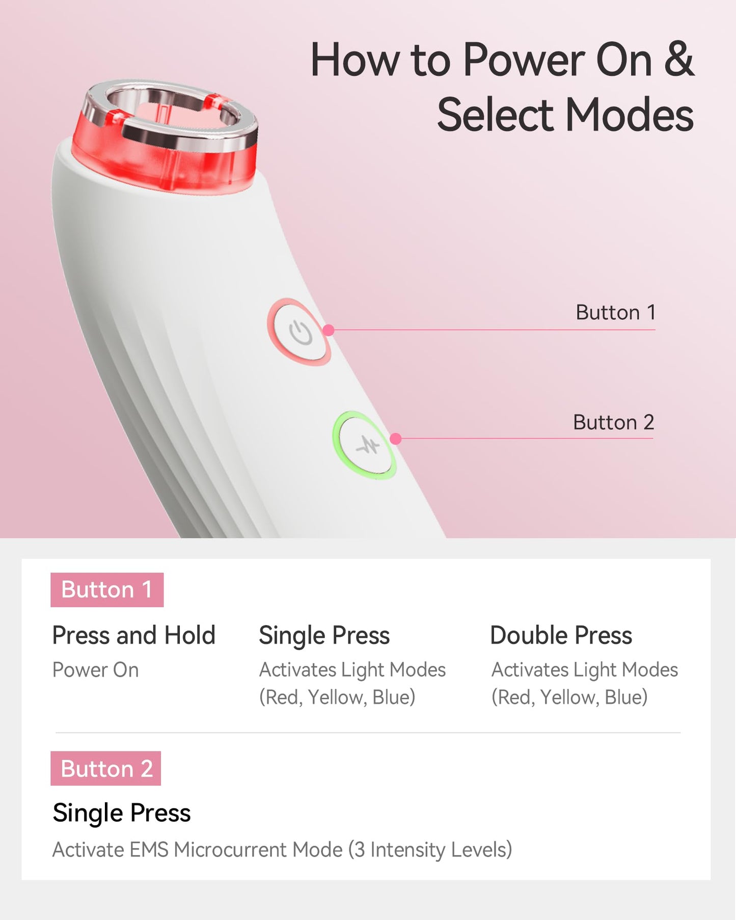 FliKEZE Red Light Therapy Device for Face and Neck, 3-in-1 Microcurrent & Vacuum Facial Massager, Skin Tightening, Firming and Anti-Aging Skincare Tool (White)