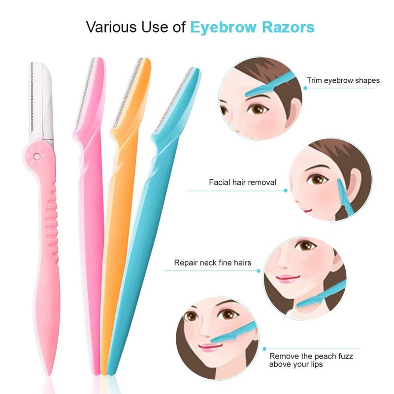 12 Pcs Eyebrow Razor, Face Razors for Women, Exfoliating Trimmers, Eyebrow Grooming Shaper for Women, Peach Fuzz, Hair Removal, Facial Razors Dermaplane Glow Razor