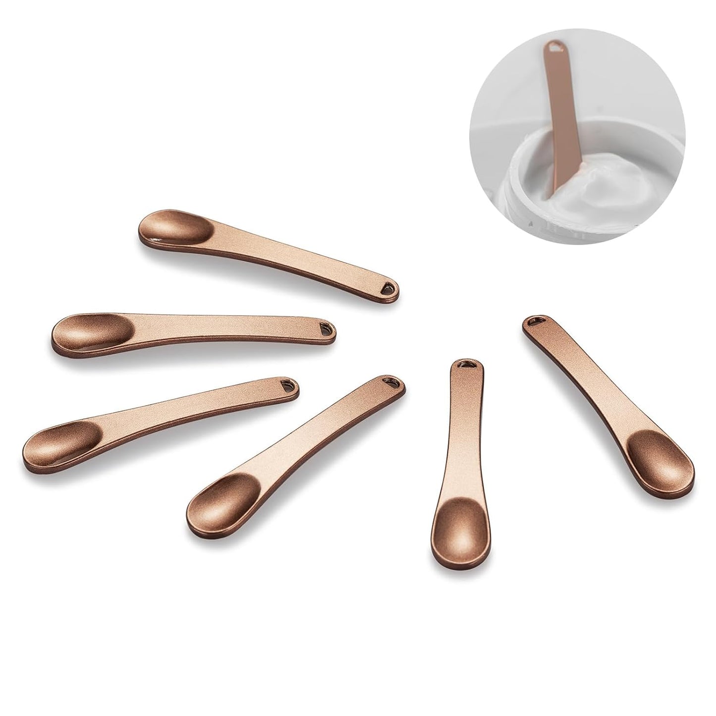 Tekson 6-Piece Metal Cosmetic Spatula Set - Reusable Makeup Spoons for Creams & Lotions | Rose Gold, Gold, Silver