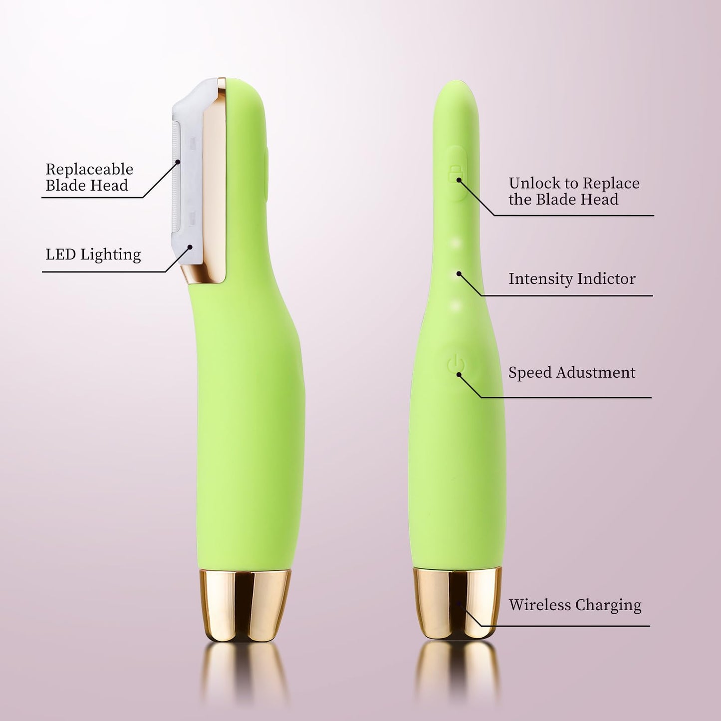 CEVEK Sonic Dermaplaning Tool - Electric Facial Hair Remover for Women & Eyebrow Trimmer, Exfoliating Face Razor with 8 Replacement Blades (3 Months Supply) for Peach Fuzz & Dead Skin (Green)