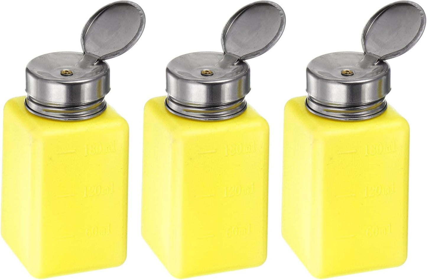 Harfington 3pcs Alcohol Dispenser Pump Bottles - 120ml Push Down with Stainless Steel Lid | White