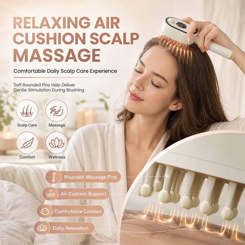Electric Spray Air Cushion Massage Comb, 3-in-1 Rechargeable Steam Hair Brush with Water Mist, Self-Cleaning Anti-Tangle Air Cushion Comb, Anti-Frizz Hydrating Hair Brush for Dry Damaged Hair (Pink)
