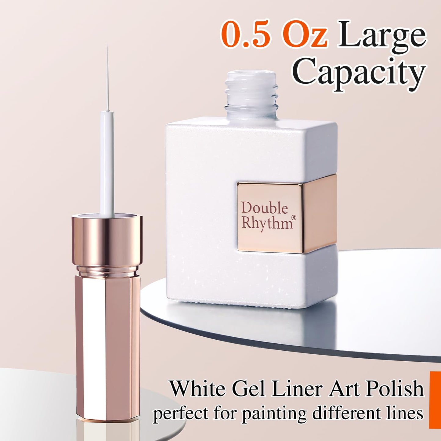 Double Rhythm 15 Ml Metallic Gel Liner Nail Art Bronze Mirror Chrome Painted Drawing Stripper 3D Effect Polish (White Liner Art -L1006)