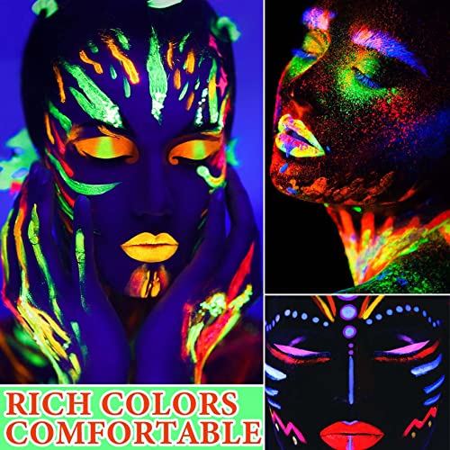 BKPPLZP Multicolor Glow in the Dark Face & Body Paint Set Neon Makeup for Parties