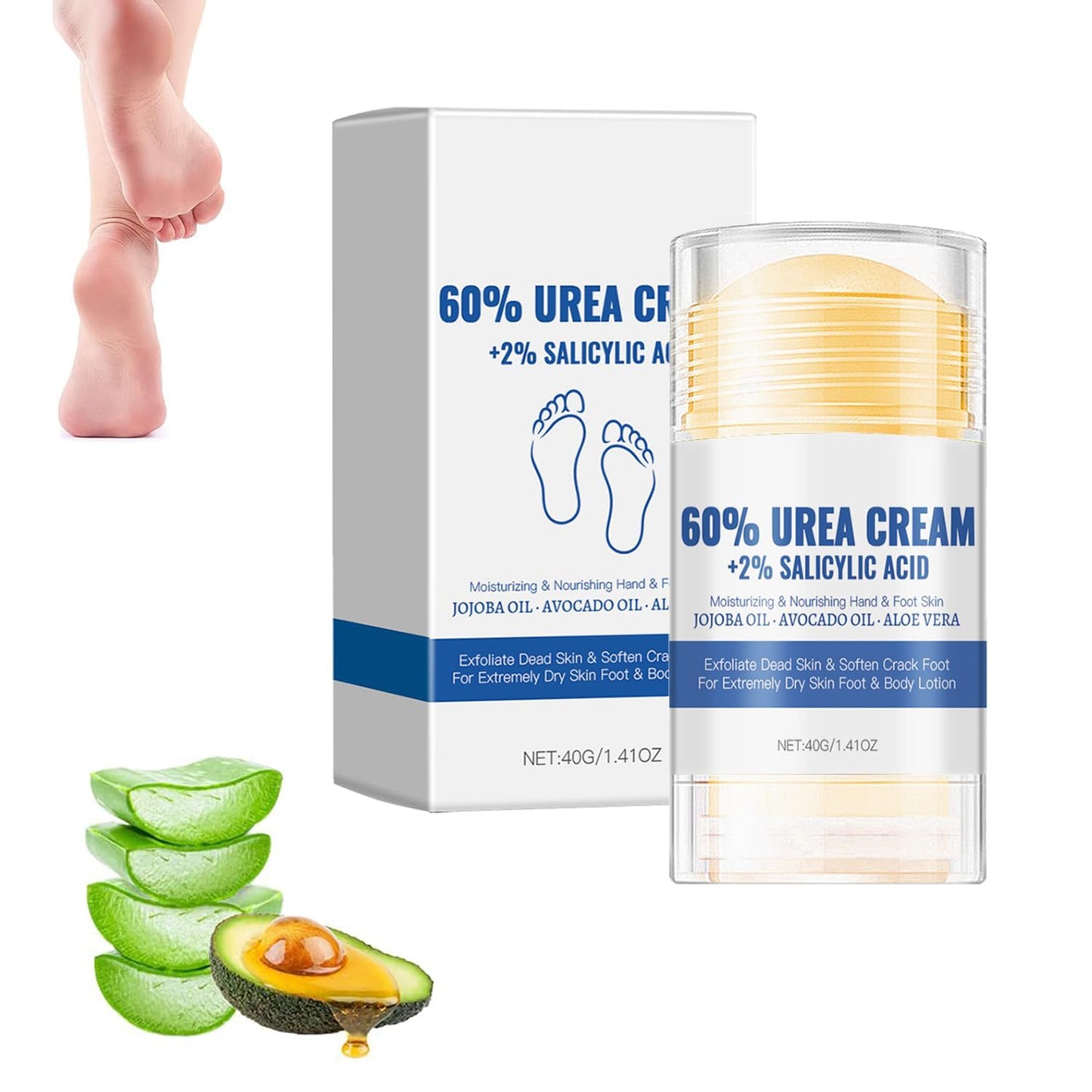 Urea Foot Cream - 60% Hydrating Formula for Cracked Feet | Moisturizing & Repairing 1 oz