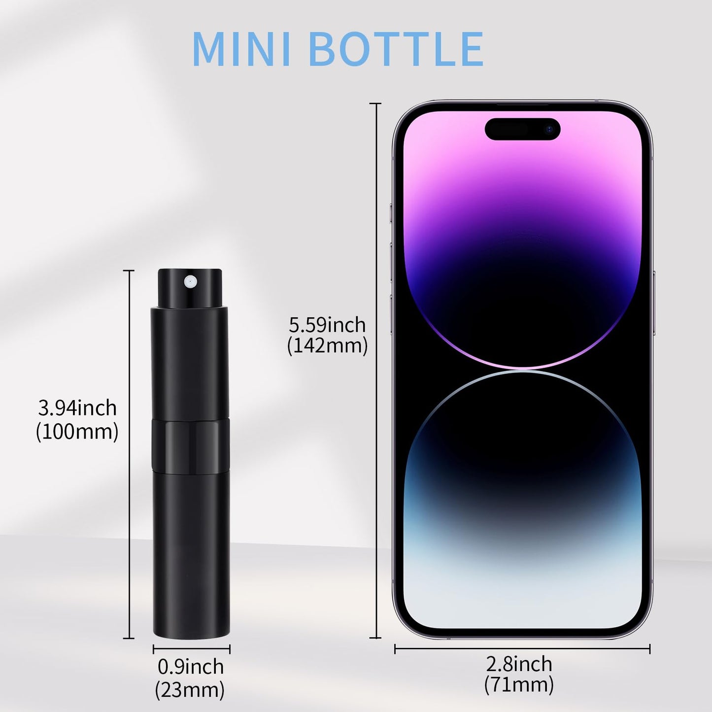 Putmhim 3Pcs 8ml Cologne Travel Bottle, Perfume Atomizer, Refillable Perfume Sprayer, Twist Up Perfume Bottle, Mini Perfume Dispenser（Black）