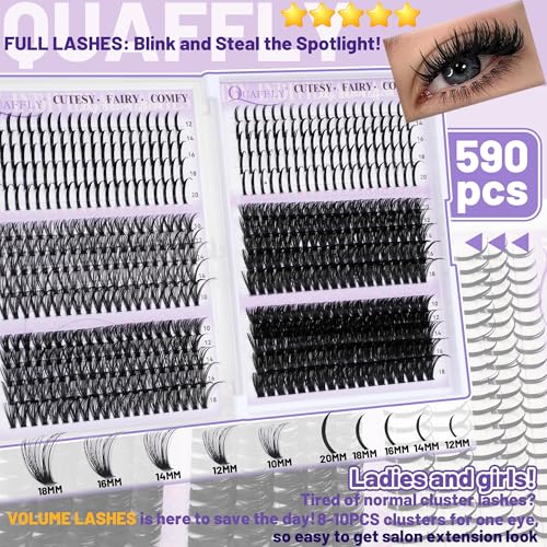 QUAFFLY DIY Lash Extension Kit: D Curl Manga Lash Clusters with Tools