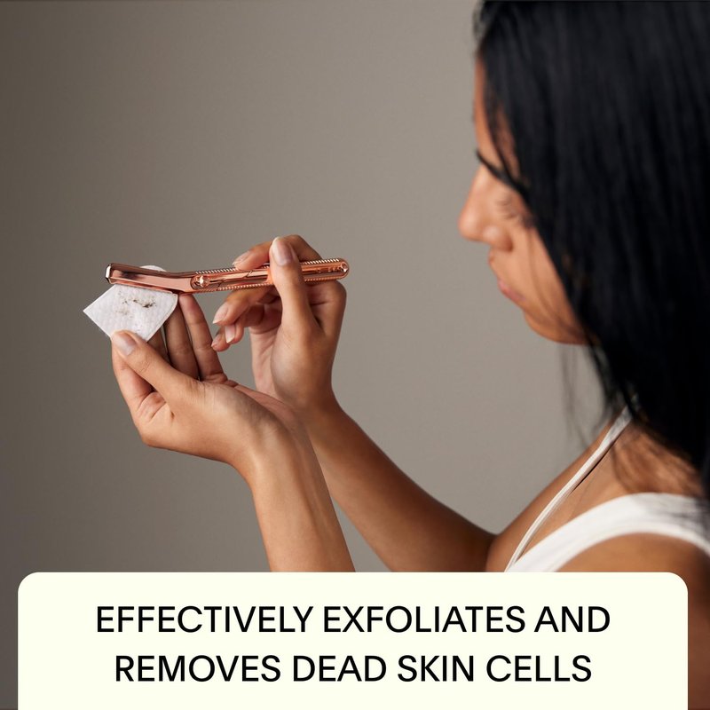 Leaf Shave | Leaf Dermaplaner Kit, All-Metal Reusable Dermaplane Razor and Exfoliating Tool for Women, Includes Matching Stand and 10-Pack of Refills - Silver