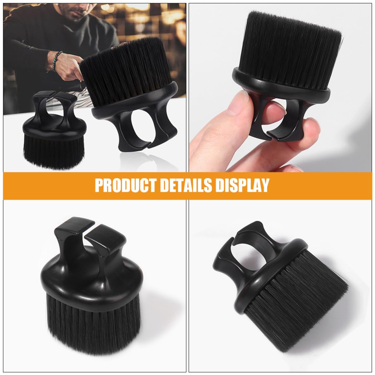 MUSISALY 2 Pcs Beard Grooming Brushes for Men Retro Knuckle Barber Brush Set with Nylon Bristles for Hair Styling and Razor Cleaning
