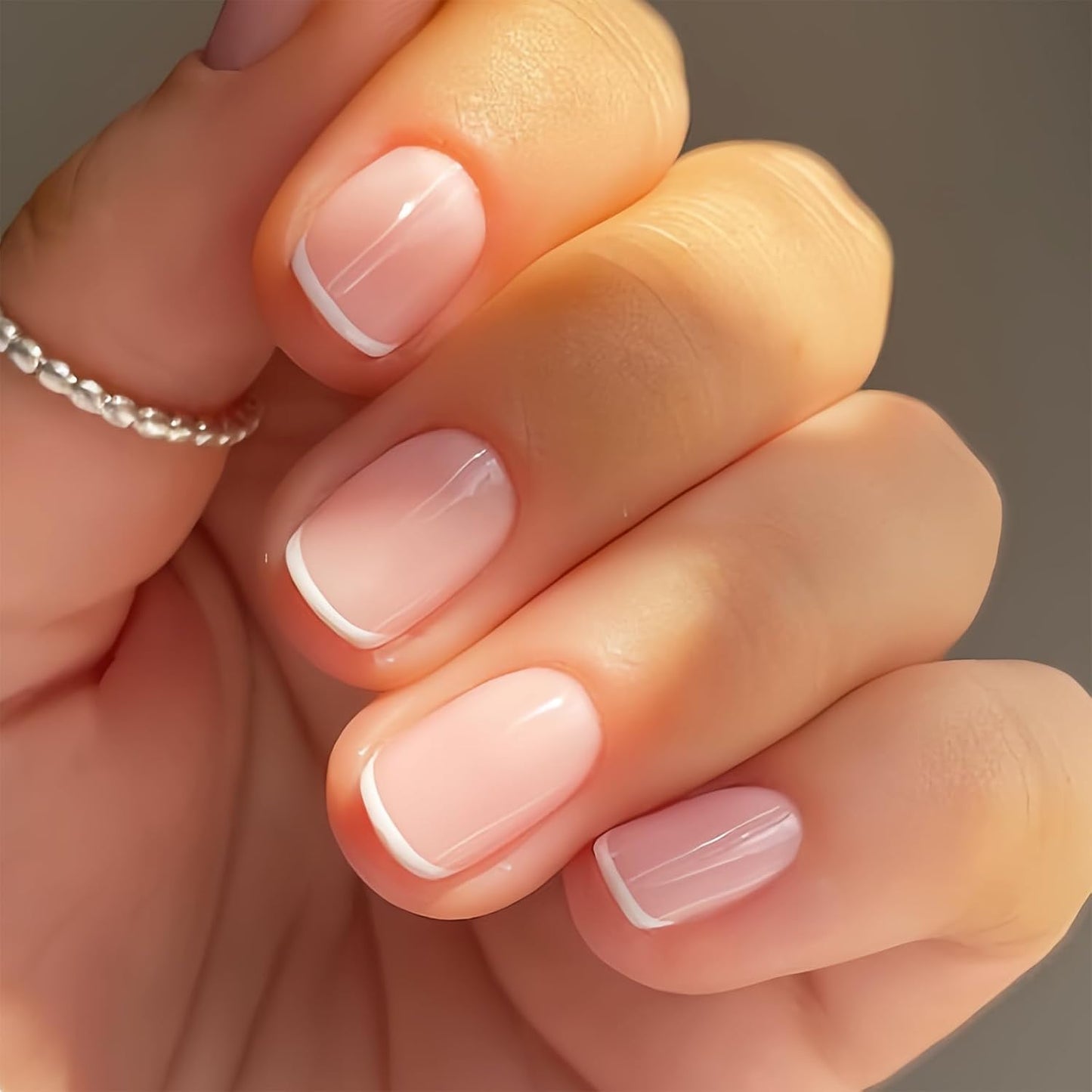 Floral Press-On Nails - 24Pcs Short Almond Acrylic with 3D Ocean Seashell & Turtle Design | Blue Sea Full Cover for Women