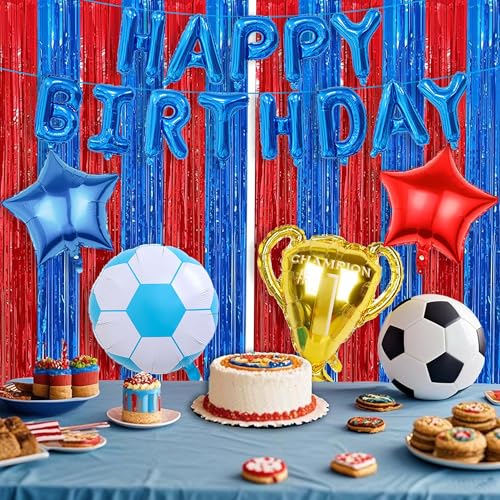 Soccer Birthday Party Supplies Set - Barcelona Theme Decorations
