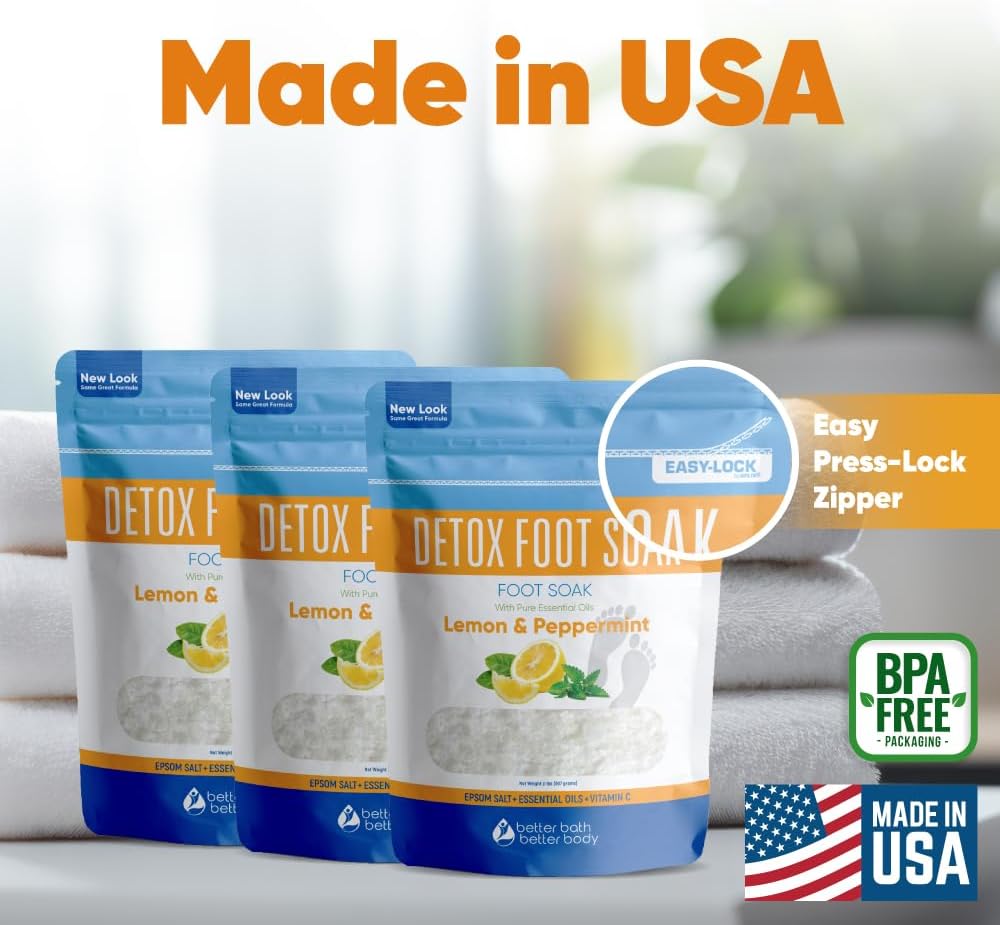 Detox Foot Soak - Epsom Salt Soothing Soaks with Essential Oils | 3 Pack, 6 Lbs Total