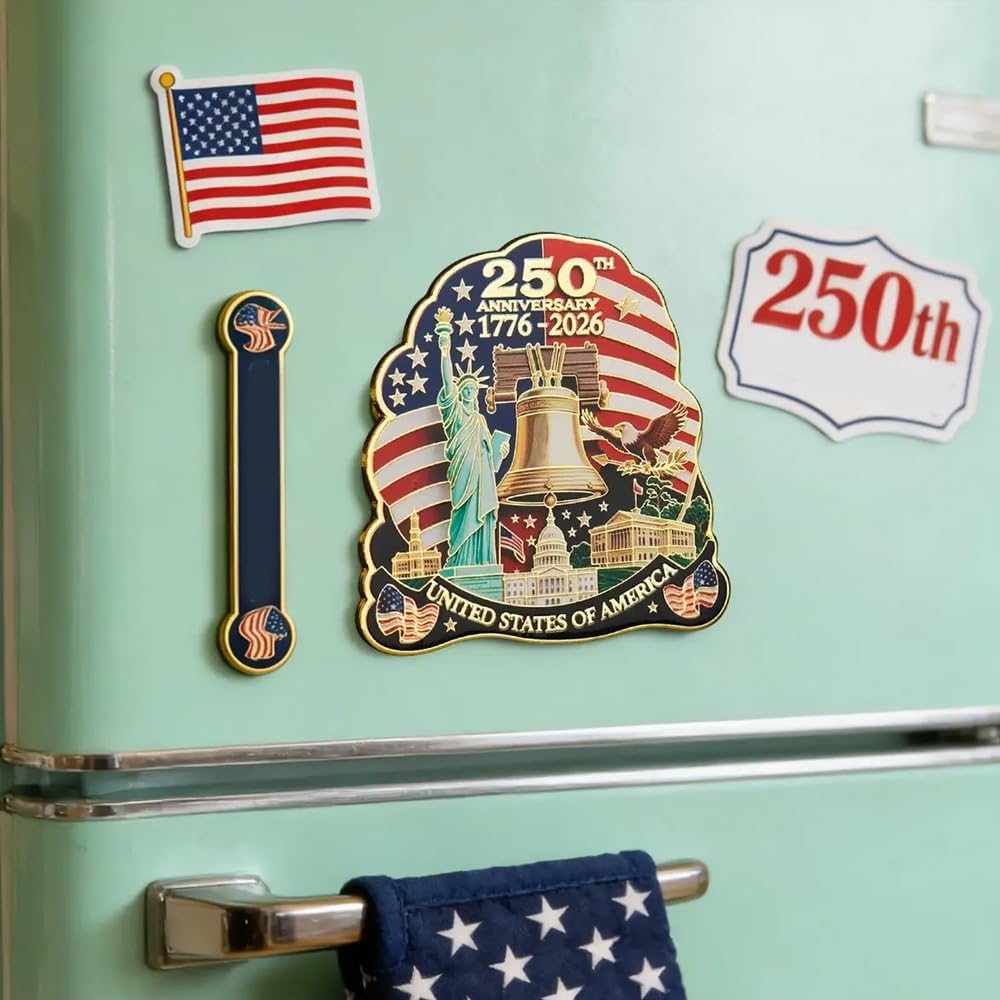 Statue of Liberty Refrigerator Sticker - 250th Anniversary American Flag Decal | Independence Day Decor