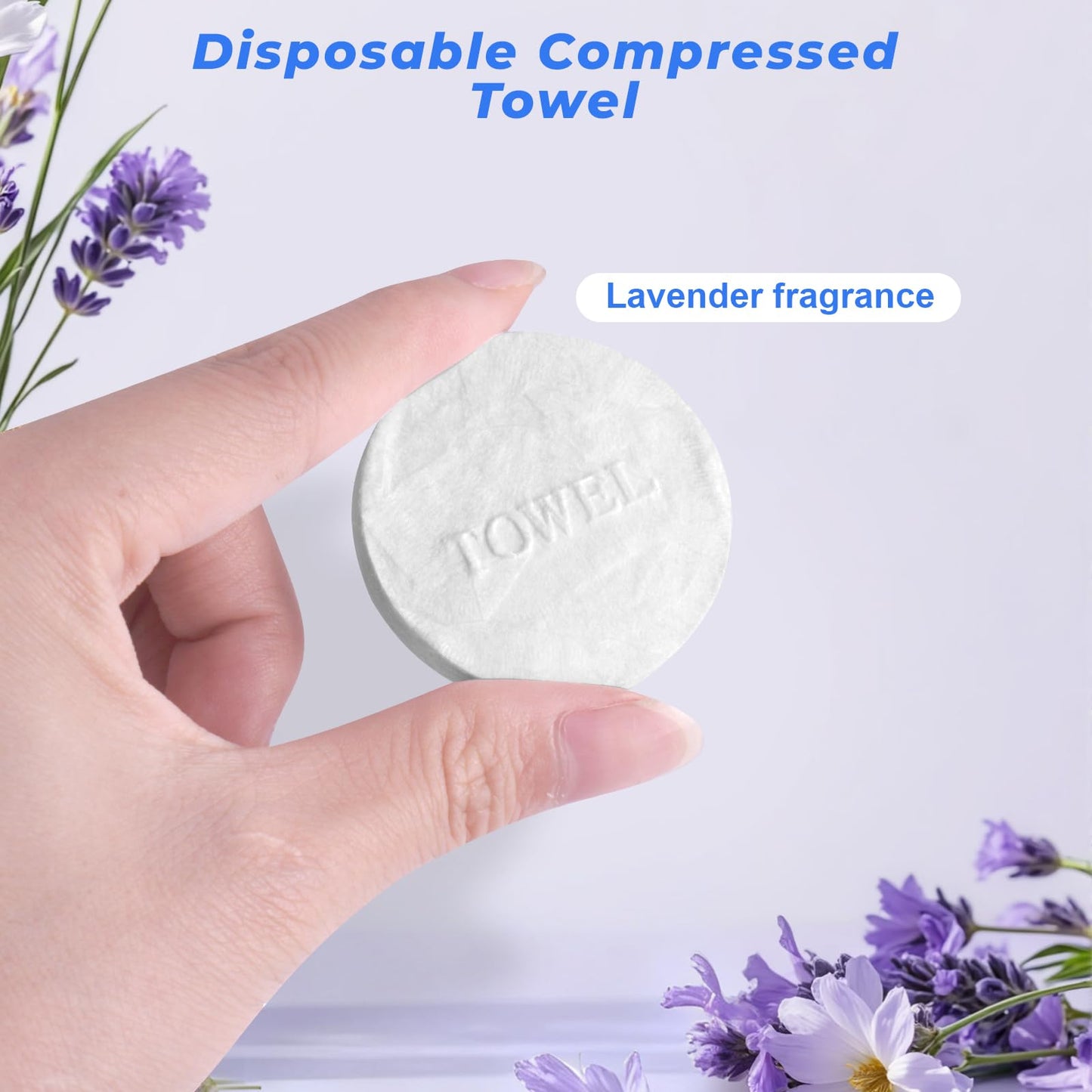Disposable Face Towel for Hot Towel Dispenser Refills, Face Towels for Hot Facial Towel Heated Machine, 60 Pcs Disposable Compressed 100% Plant Fiber （Light Lavender Scent）