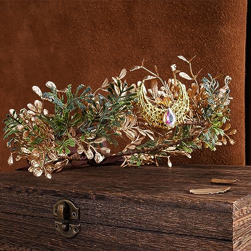 MOSTORY Elf Flower Crown - Gold Green Holcus Lanatus Fairy Headpiece