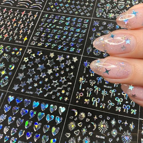 WUHCIM Style-14 Aurora Holographic Nail Stickers Set 30 Sheets Bohemian Designs