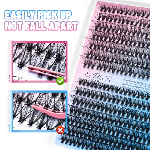 280Pcs Eyelash Cluster Kit - 8-16mm Wispy Extensions with Bond & Tweezers