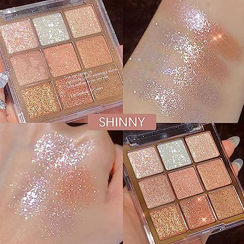 CAKAILA 9-Color Glitter Eyeshadow Palette - Long Lasting & Waterproof