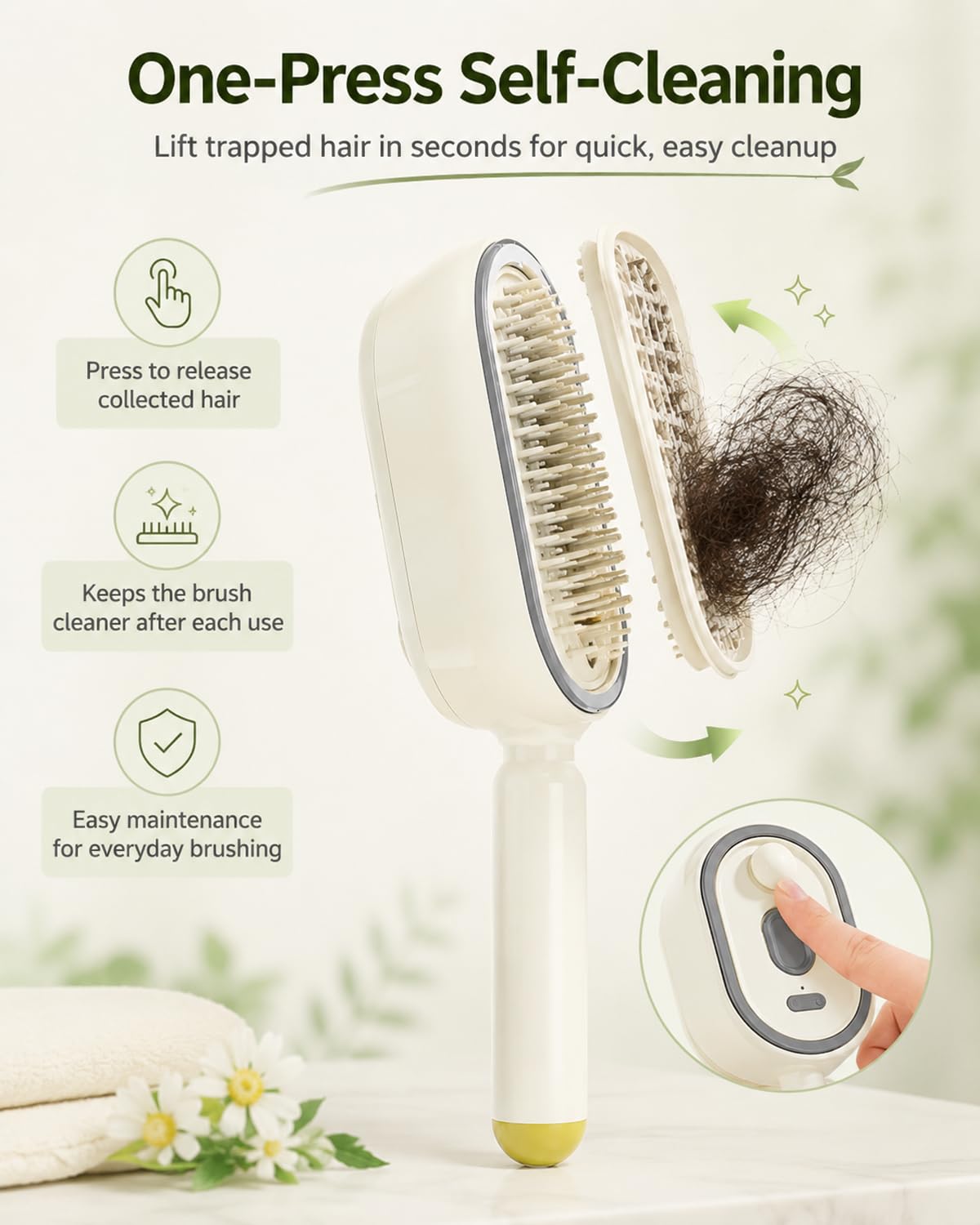 Electric Spray Air Cushion Massage Comb, Rechargeable Mist Hair Brush, Self-Cleaning Anti-Tangle Detangling Brush, Anti-Static Scalp Massager Styling Comb for Dry Frizzy Hair (Pink)