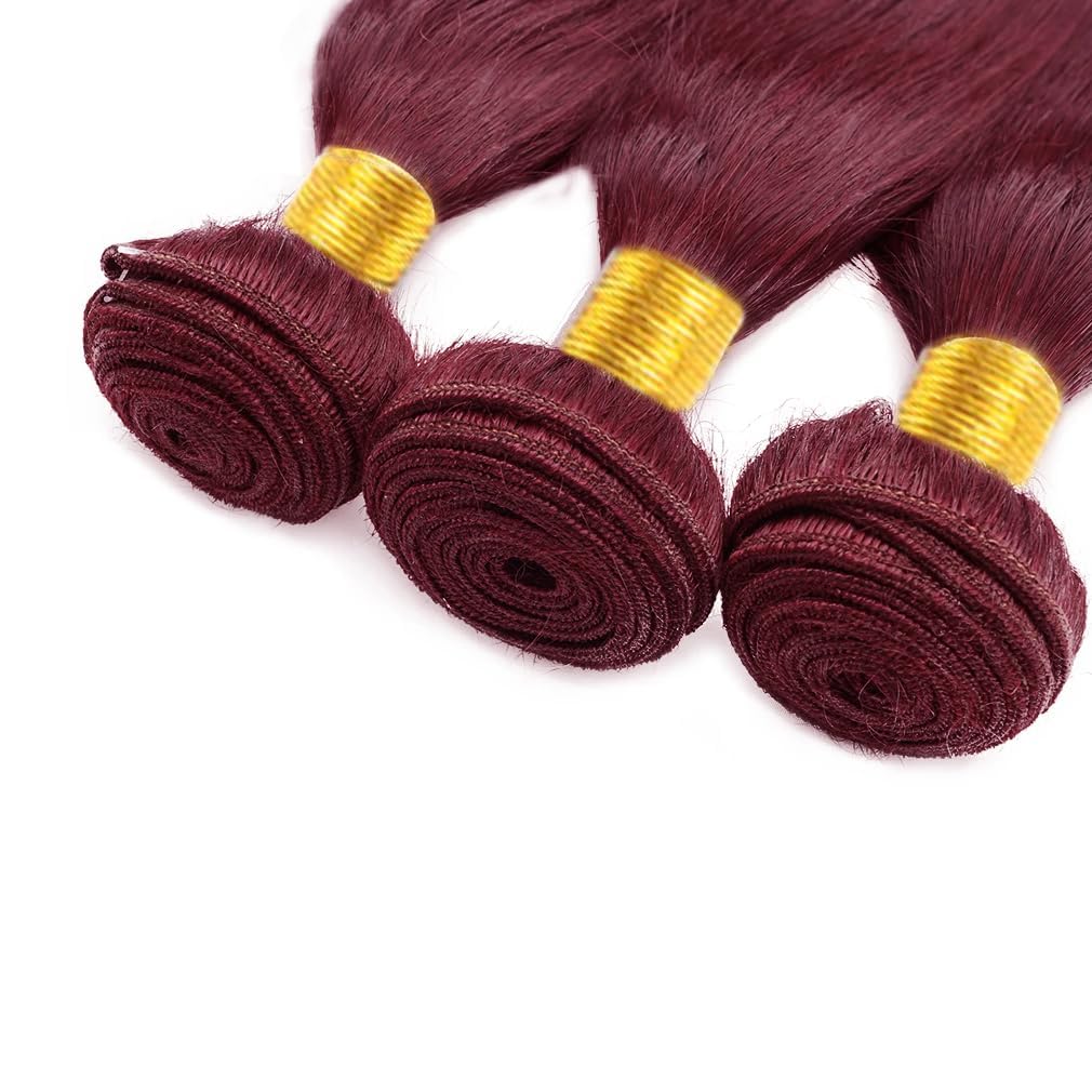 30 32 34 Inch 99J Bundles Human Hair Dark Burgundy Straight 3 Bundles 150g 8A Brazilian Virgin Hair Double Weft Red Bundles Human Hair Extensions