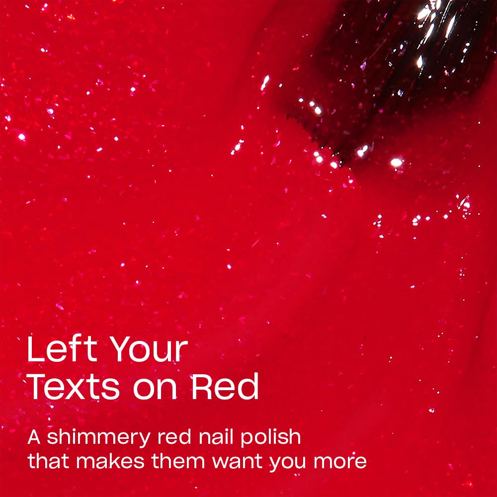 OPI Nail Lacquer Left Your Texts on Red | Sheer Bright Red Shimmer Chip Resistant Nail Polish | Me, Myself Collection