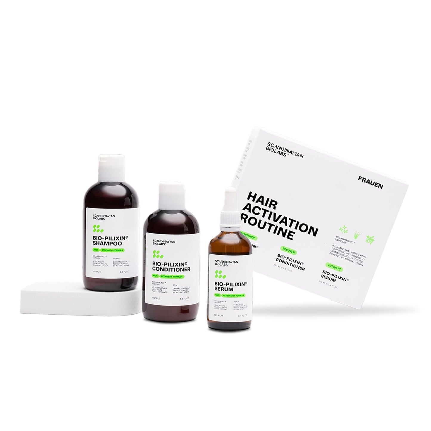 Scandinavian Biolabs Bio-Pilixin® Routine For Women | Helps with Shedding, Nurtures Hair Follicles, Enhances Hair Strength, Repairs Damaged Hair, Clinically Tested, Dermatologically Approved