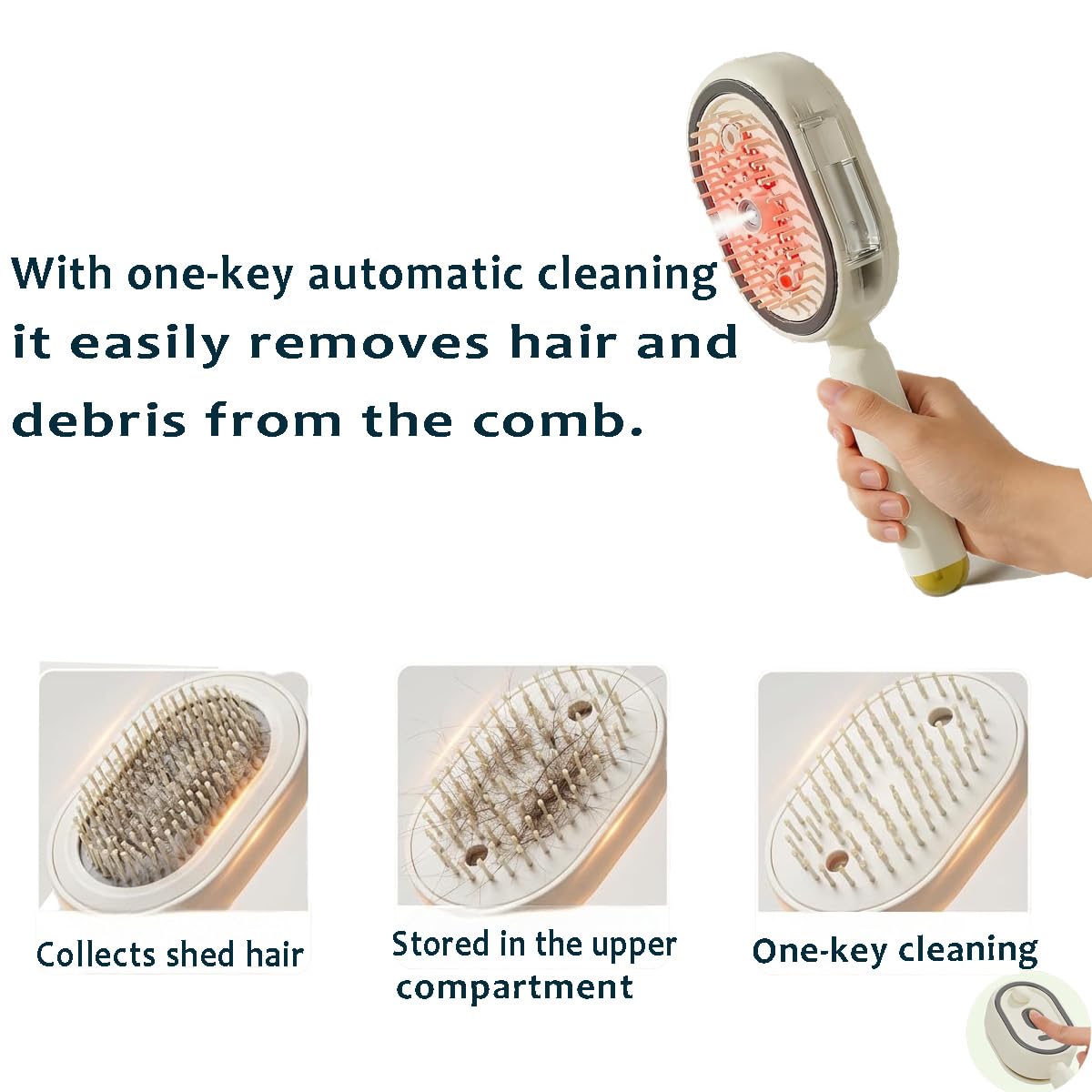 Electric Steam Brush, 2026 New 2 in 1 Misting Detangling Hair Brush, Rechargeable Self-Cleaning Spray Comb, Anti-Static Air Cushion Comb for Curly Straight Hair, Home Travel Use (Pink)