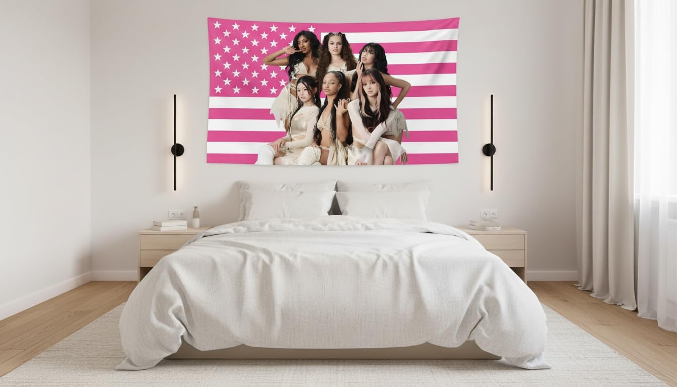 Pink American Flag Tapestry - 3x5 FT Polyester Wall Hanging with Brass Grommets | Single-Sided Print for Bedroom Decor