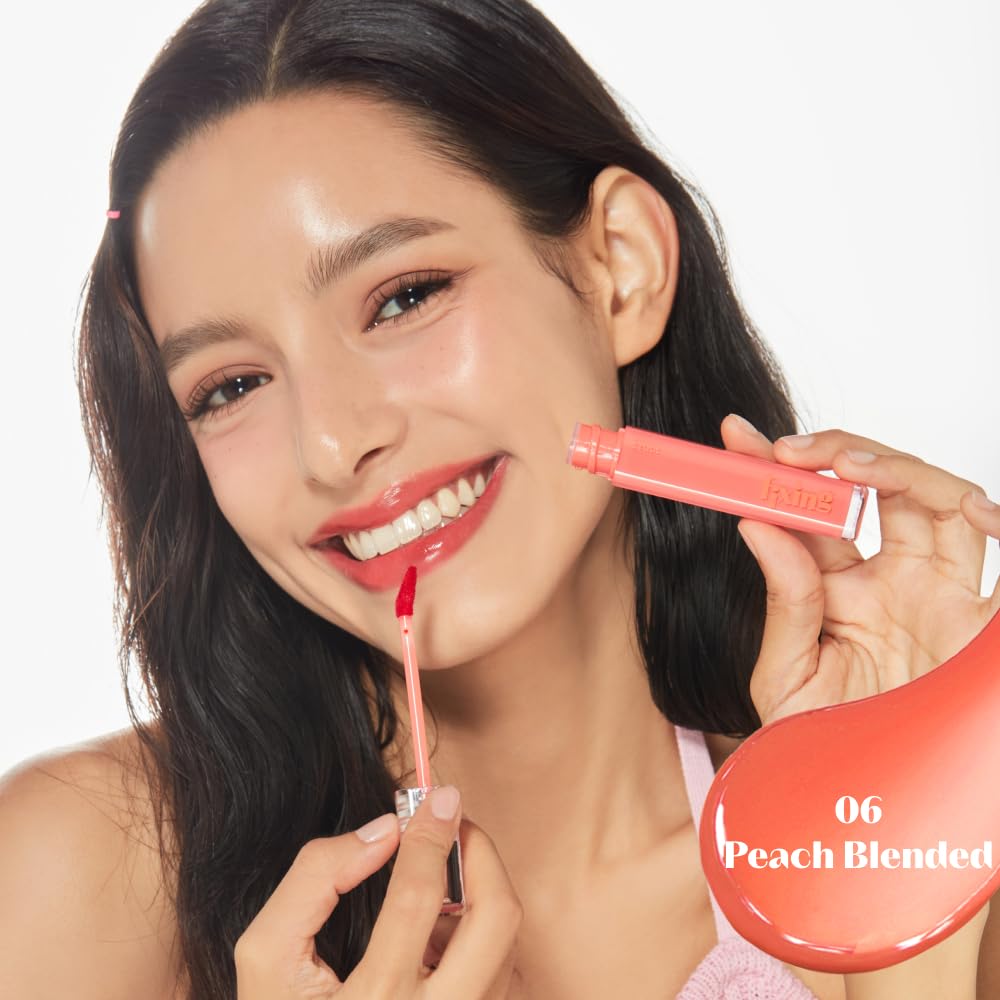 ETUDE Glow Fixing Tint #6 Peach - Non-Sticky Glossy Lip Stain | Moisturizing Formula for Dry Lips