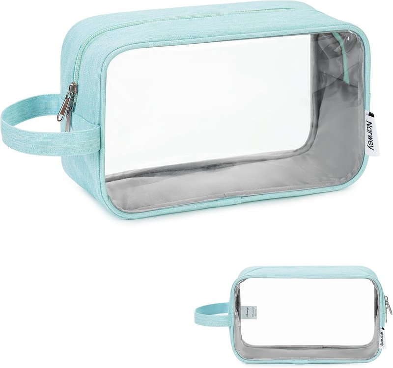 Clear Travel Toiletry Bag - Makeup Organizer with Zipper | Versatile Pouch for Skincare, Snacks & More - Green