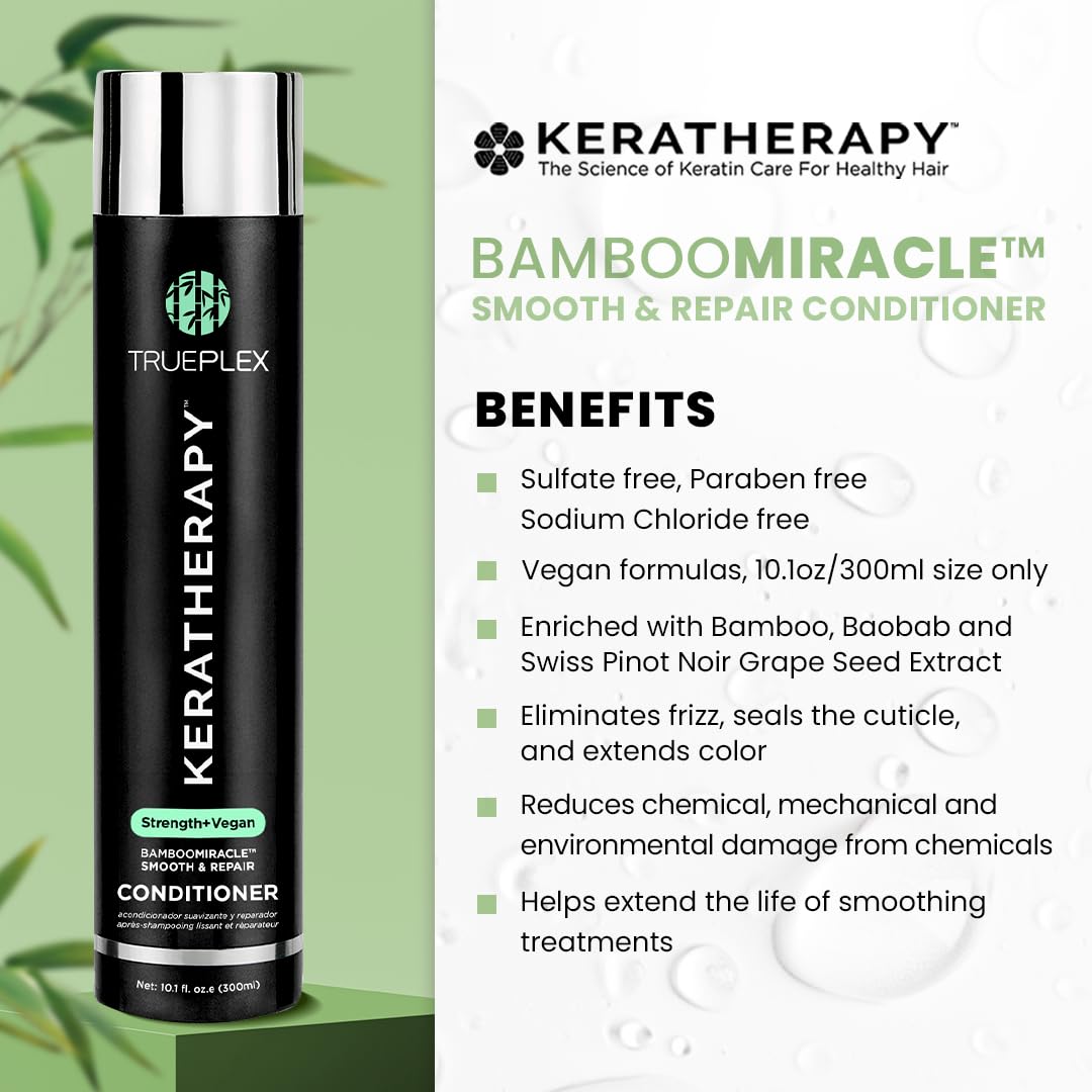 Bamboo Miracle Smooth & Repair Conditioner - Vegan Hydrating Formula for Damaged, Frizzy Hair | Grape Seed & Baobab Extract