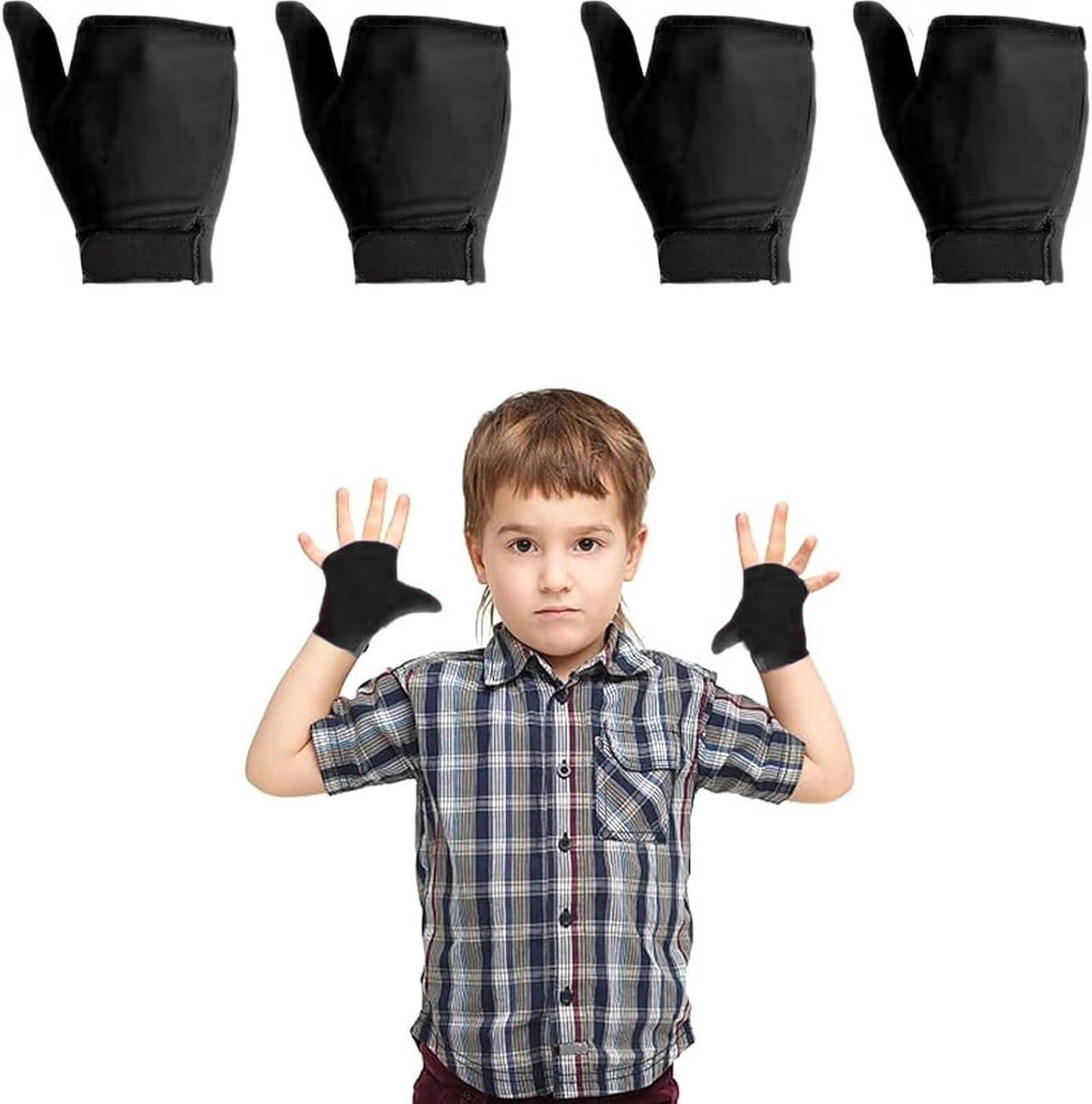 Thumb Sucking Guard Gloves for Kids | 4-Pack Anti-Thumb Sucking & Nail Biting Protection | Ages 5-12