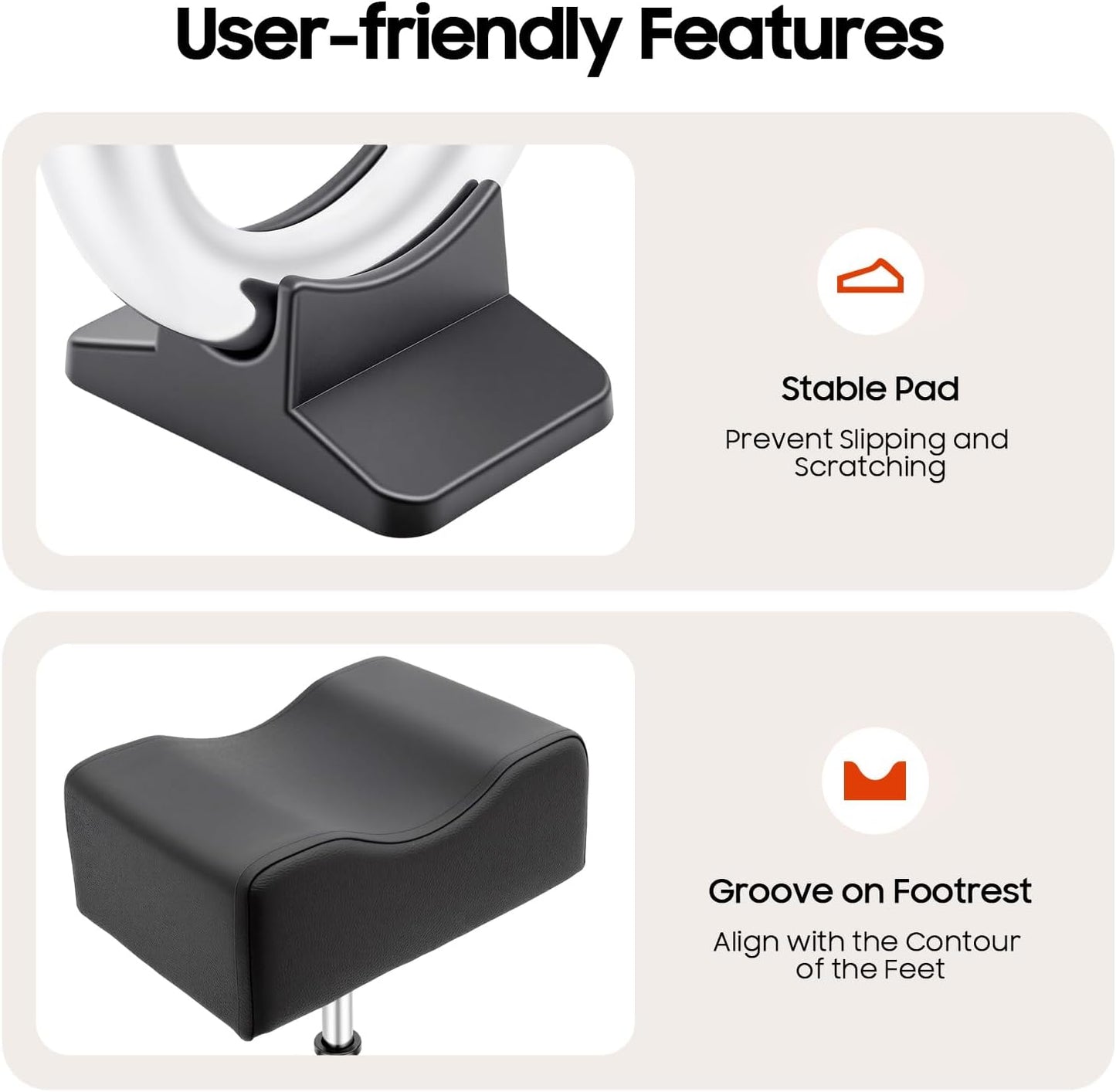 Portable Pedicure Foot Rest Stool - Adjustable Height for Spa & Beauty Salon | Black