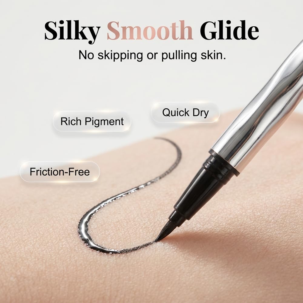 LECDOA Waterproof Liquid Eyeliner, 24-Hour Long-Lasting Black Liquid Eyeliner, Lightweight Formula, Vegan Eye Makeup, Eyeliner for Older Women and Young Women (Black)