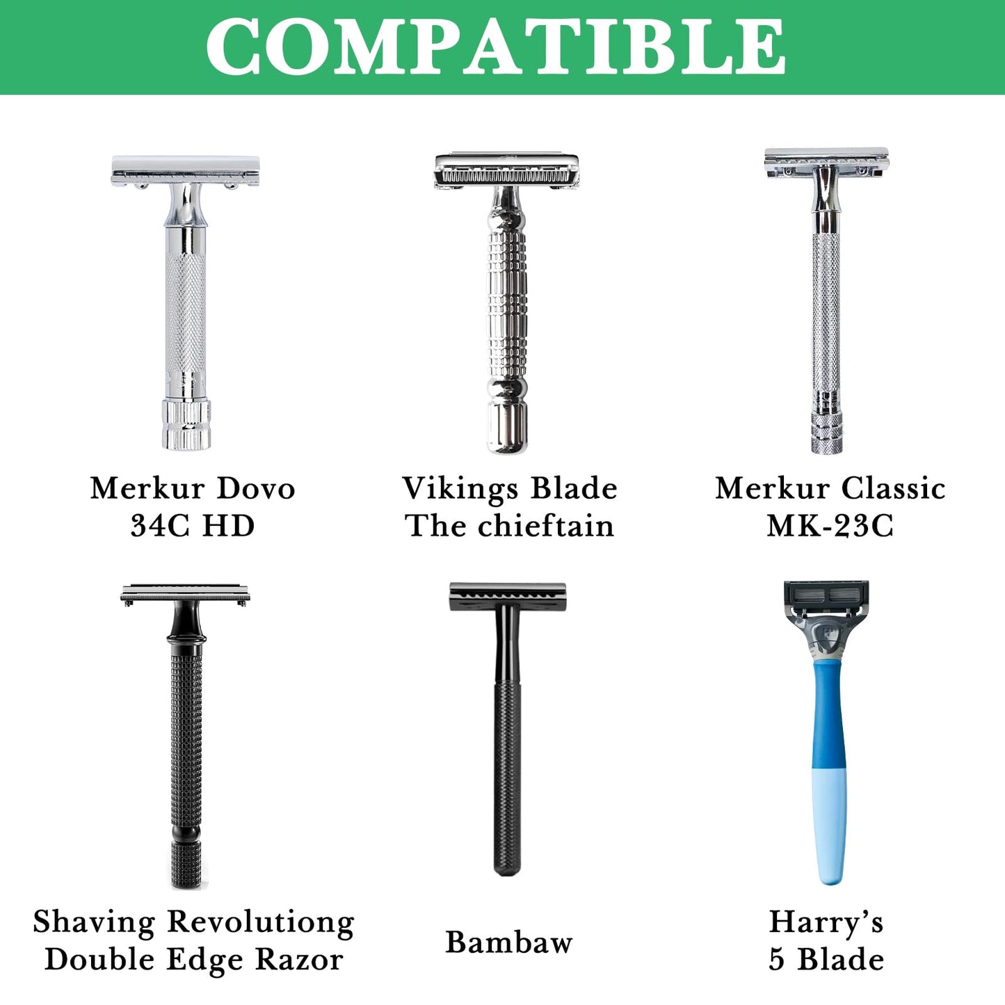 Linkidea Stainless Steel Safety Razor Stand, Men's Grooming Holder for Short Brush, Bathroom Accessories Compatible with Merkur 34HD, 23C, Henson Shaving AL 13, Vikings Blade (Silver)