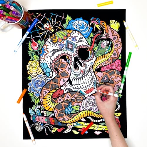 Fuzzy Velvet Snake Eyes Coloring Poster for All Ages - Skull & Spider Design