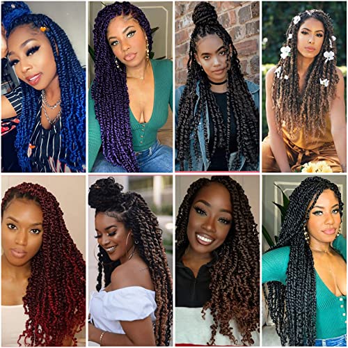 YOROSTAR 18 Inch Blue Water Wave Passion Twists Crochet Hair - 6 Packs