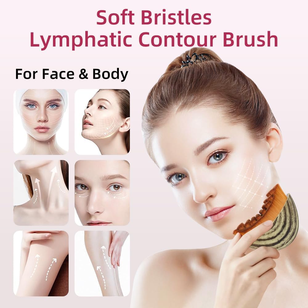 Lymphatic Contour Face Brush - Gua Sha Tool for Facial Contouring & Puffiness Reduction | Ideal for Jawline Sculpting