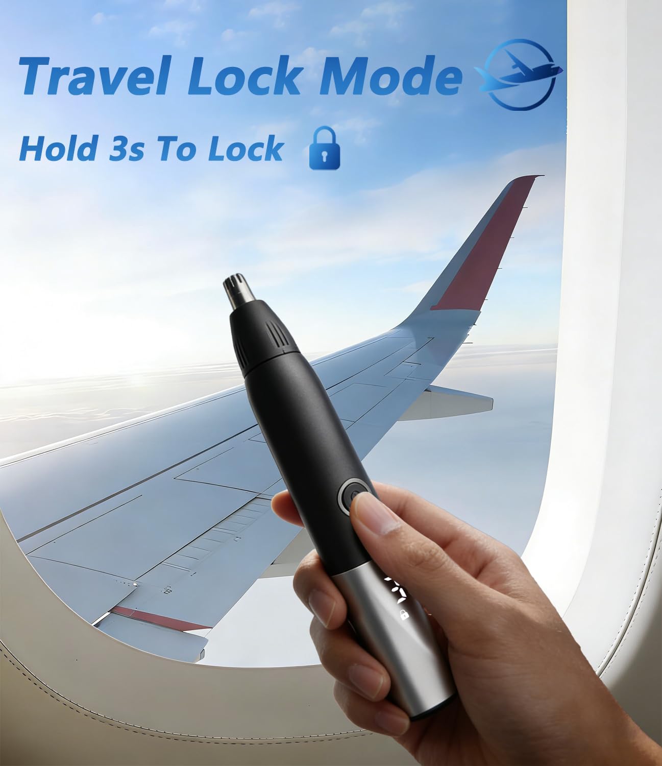 FREIOWEEI 2026 NEW Nose Hair Trimmer for Men, USB-C Rechargeable Ear and Nose Trimmer with LED Display, 2-in-1 Facial Detail Trimmer Attachment, Waterproof Dual-Edge Blades, Travel Lock, Black