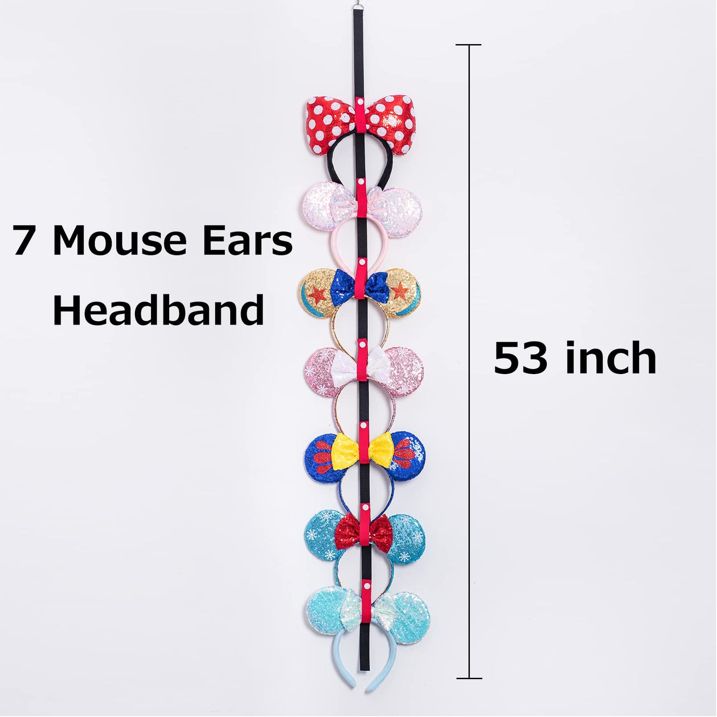 Gocasmus 3 Pcs Mouse Ears Headband Holder Hanging Headband Organizer Bow Headpiece Hair Accessories Vertical Headband Holder Wall Display Decor