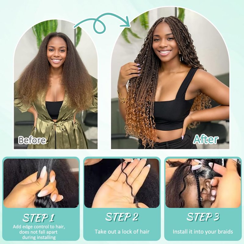 Human Braiding Hair - T30 Ombre Deep Wave Extensions | 18 Inch, 150g, 6 Bundles for Boho Braids