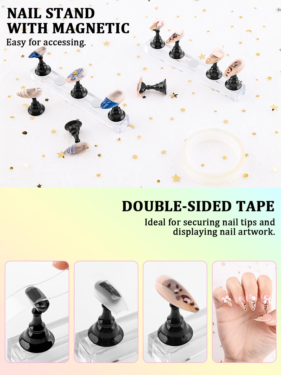 YOOVR Nail Art Tools Set, Nail Stand for Press on Holder for Painting Nails, Nail Art Brushes, Liner Brushes, Nail Dotting Tool, Must Haves Design Tools Supplies Kit for Nail Tech & Beginners