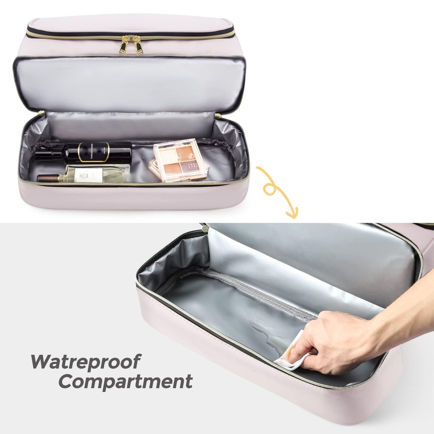 Double-Layer Travel Case for Dyson Airwrap, Shark Flexstyle Travel Carrying Case, Waterproof Portable Storage Bag for Dyson & Shark Hair Dryer/Styler/Airwrap/Attachments, Gift for Women (Pink)