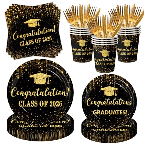 Class of 2026 Graduation Party Plates & Napkins Set for 25