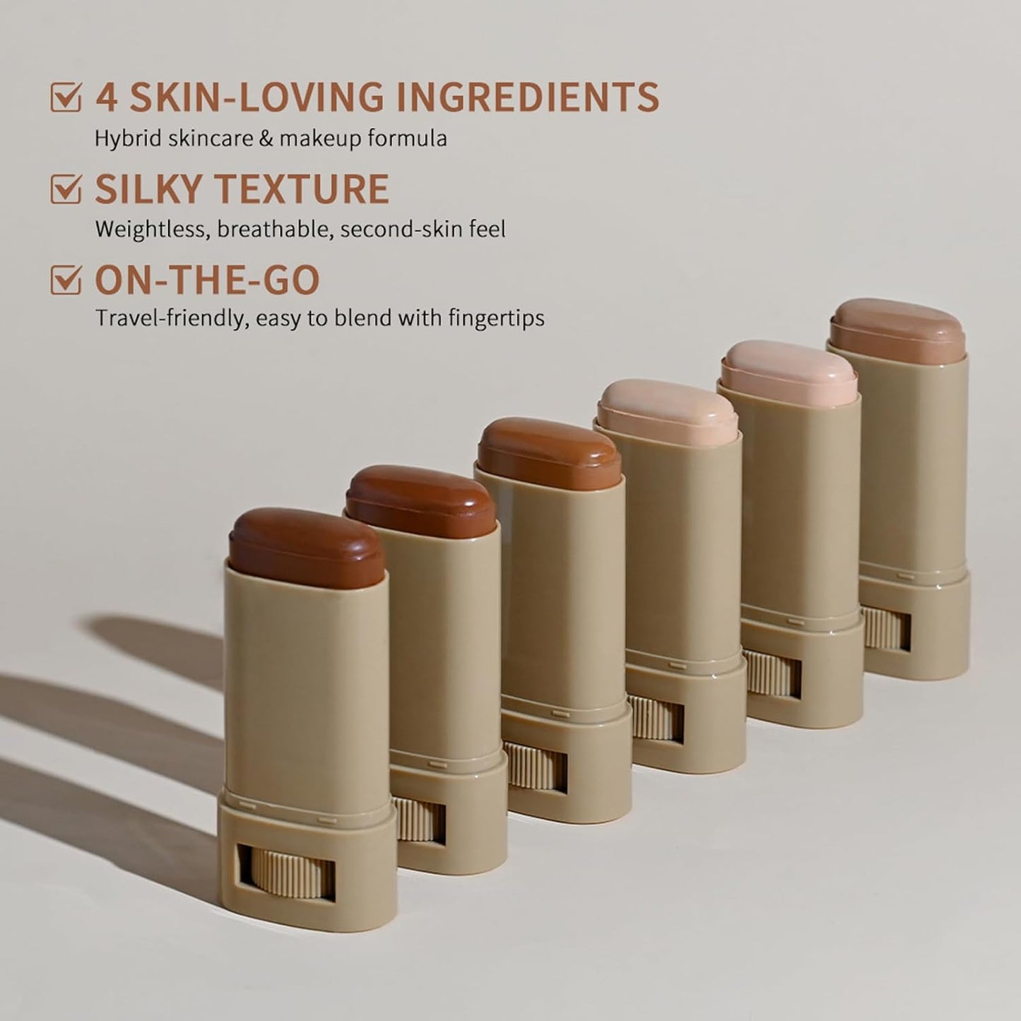 Skin Tint Foundation Stick | Full Coverage Beauty Balm with SPF & Dewy Finish - Shade #03