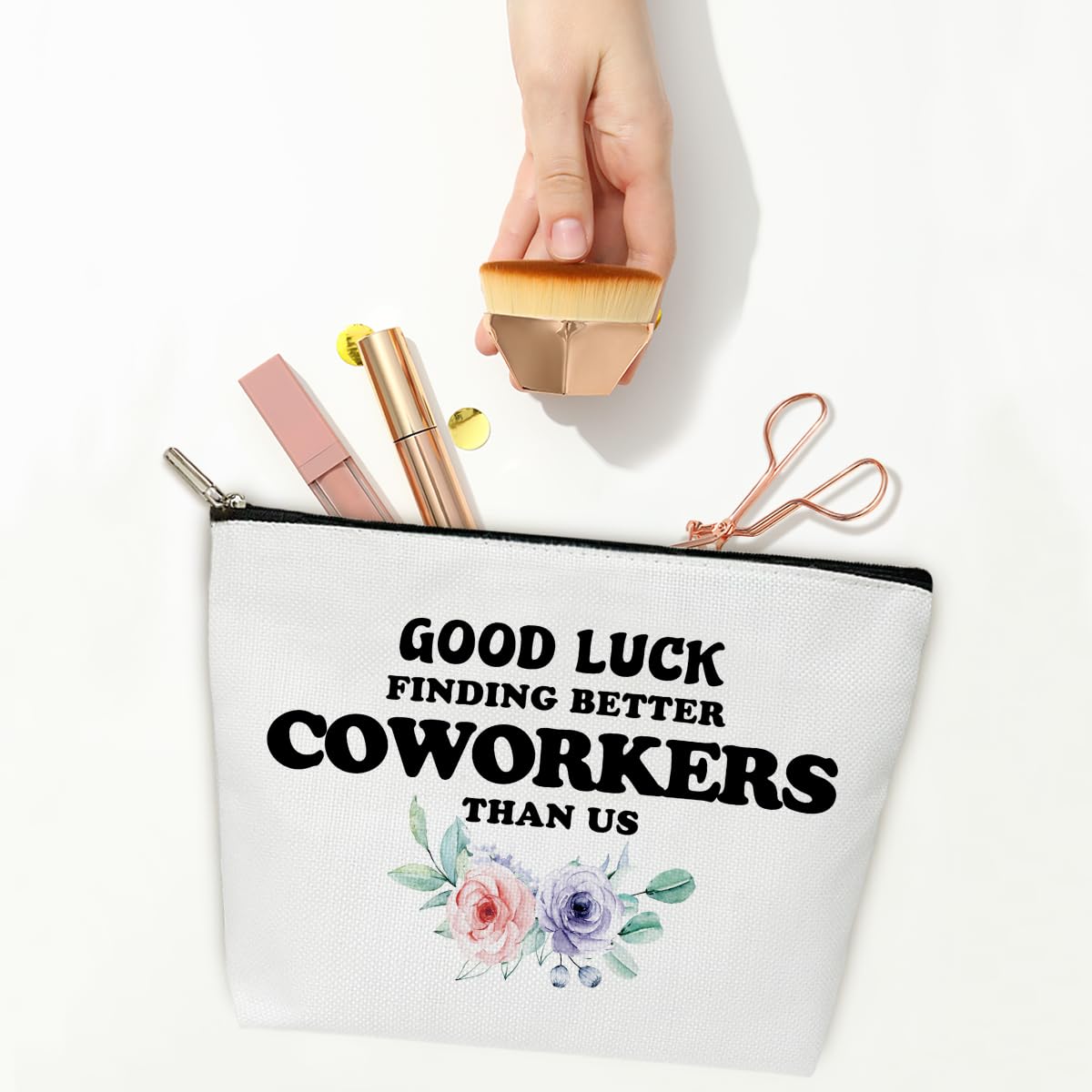 Coworker Gifts Makeup Bag, Work Will Suck Without You Make Up Bag, Travel Toiletry Bag for Women Going Away Farewell Retirement Gifts for Coworkers Boss Colleague, 1 PCS Cosmetic Bag for Pouch -B45